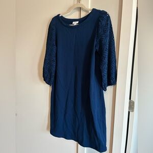 Blue Dress with Eyelet Sleeves
